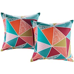 Patio Square Outdoor Throw Pillow Set in Mosaic (2-Piece)