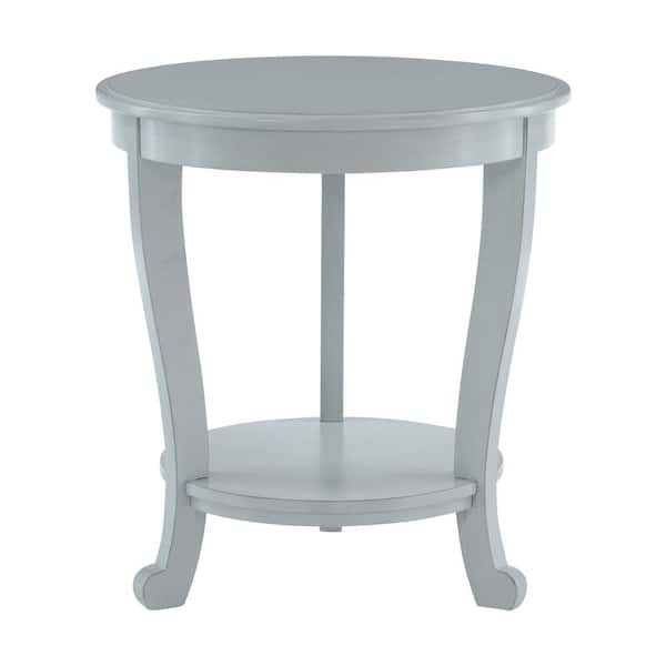 Powell Company Whither Grey Wood 22" Round x 24"H Side Table with Shelf