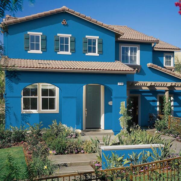 BEHR ULTRA 1 gal. #MQ4-24 Electric Blue Flat Exterior Paint & Primer 485301  - The Home Depot