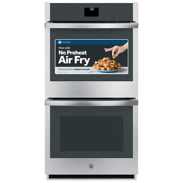 GE 27 in. Double Smart Convection Wall Oven with No-Preheat Air Fry in Stainless Steel