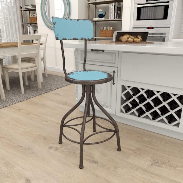 Distressed metal bar stools with backs hot sale