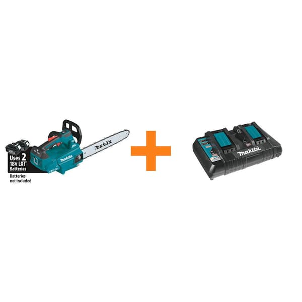 16 in. 18-Volt X2 (36-Volt) LXT Lithium-Ion Brushless Top Handle Chain Saw with Bonus 18V Dual Port Rapid Charger