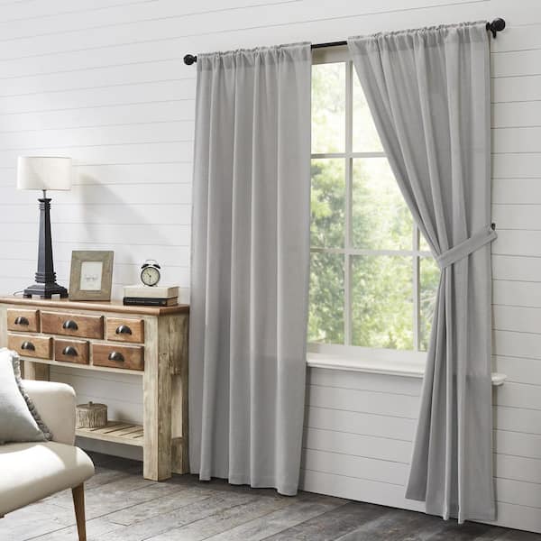 Burlap Dove Grey 40 in. W x 84 in. L Light Filtering Rod Pocket Window Panel Pair