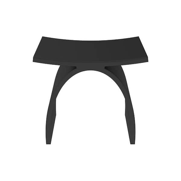 Sotix 16 in. x 9 in. Freestanding Solid Surface Shower Stool Vanity Seat in Black