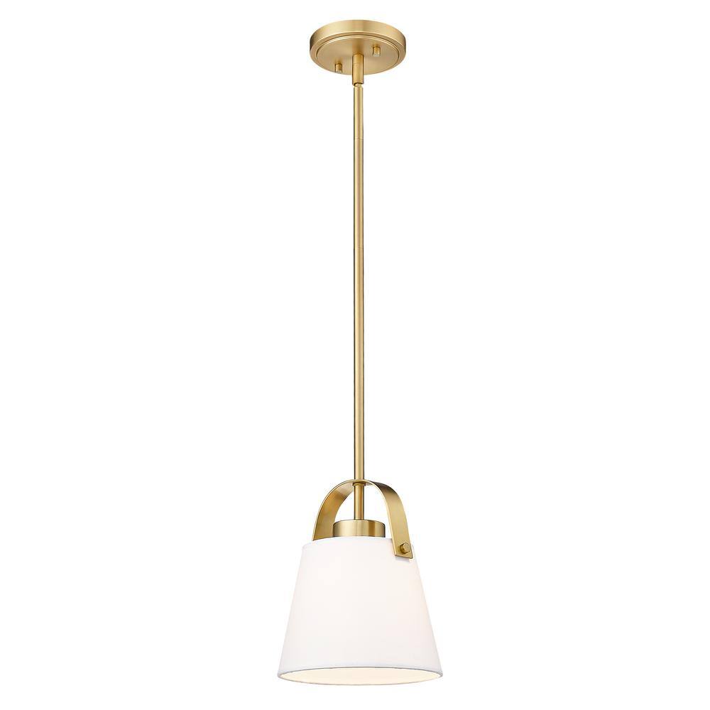 Heritage Brass 8" Pendant Light with Ivory Shade