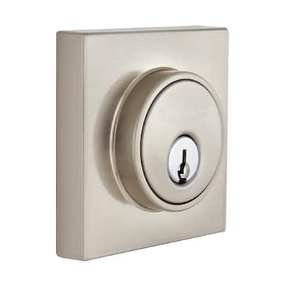 Contemporary Square Satin Nickel Double Cylinder Deadbolt
