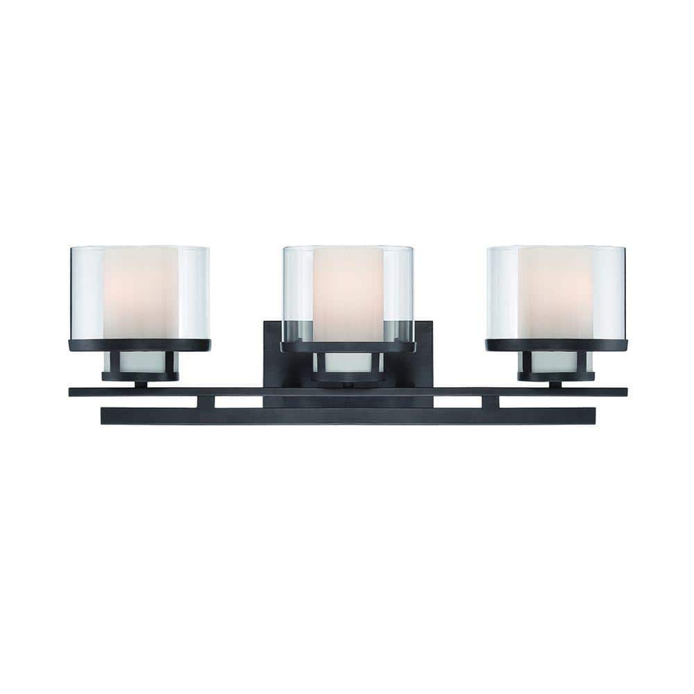 Designers Fountain Fusion Biscayne Bronze 3 Light Bathroom Vanity Light Fixture  86103-BBR