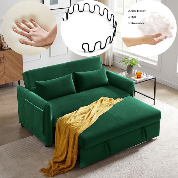 Green Velvet Twin Sofa Bed