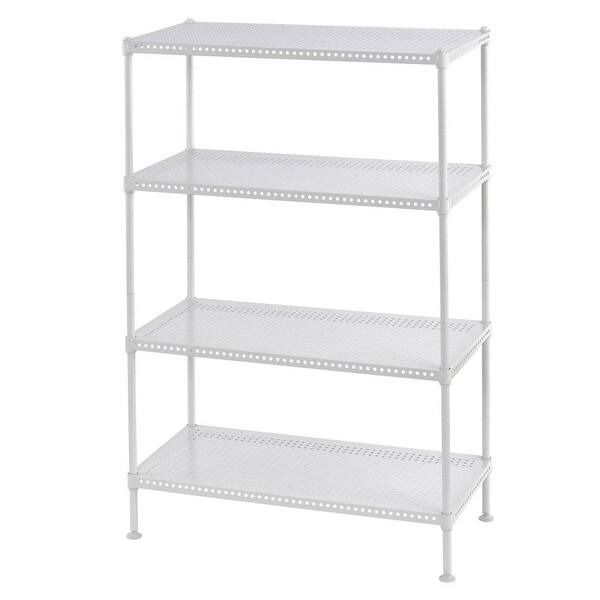 Edsal 35 in. H x 24 in. W x 12 in. D 4-Shelf Perforated Steel Shelving Unit in White