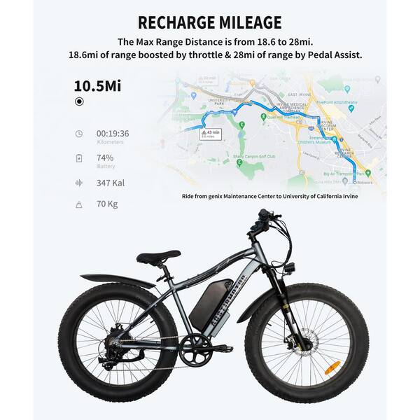 26 750-Watt White Electric Bike Fat Tire P7 48-Volt 13 mAh