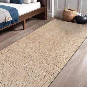 Serenity Beige Solid 2 ft. X 7 ft. Modern Runner Non Skid Soft Indoor Area Rug