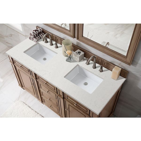 Bristol 60.0 in. W x 23.5 in. D x 34.0 in. H Double Bath Vanity in Whitewashed Walnut with Lime Delight Quartz Top