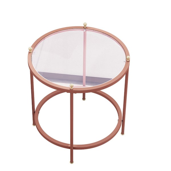 Tatayosi Round Metal Steel Outdoor Coffee Table Tempered Glass Tabletop Coffee Table Light Luxury