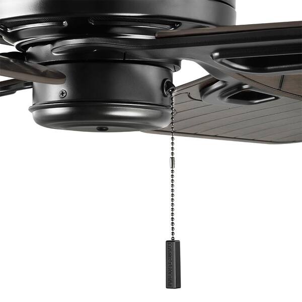 Hampton Bay 52169 Halpert 52 in. Indoor/Outdoor Matte Black Wet Rated Downrod Ceiling Fan with 4 Weatherproof, ABS QuickInstall Blades