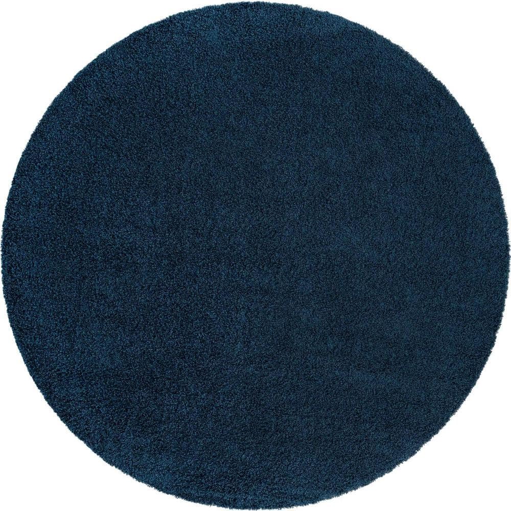 Unique Loom Solid Shag Sapphire Blue/Navy Blue 8' 2 x 8' 2 Area Rug ...