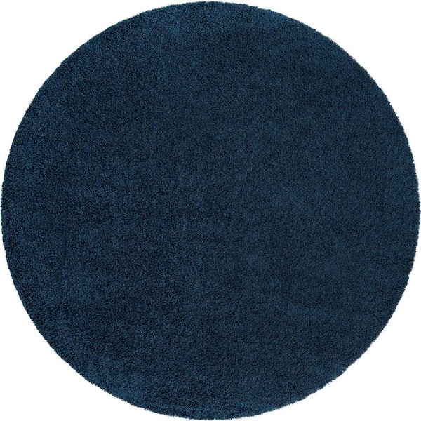Unique Loom Solid Shag Sapphire Blue/Navy Blue 8' 2 x 8' 2 Area Rug
