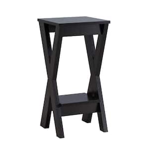 24 in. Indoor/Outdoor Dark Brown with X Shaped Legs with Wood Plant Stand