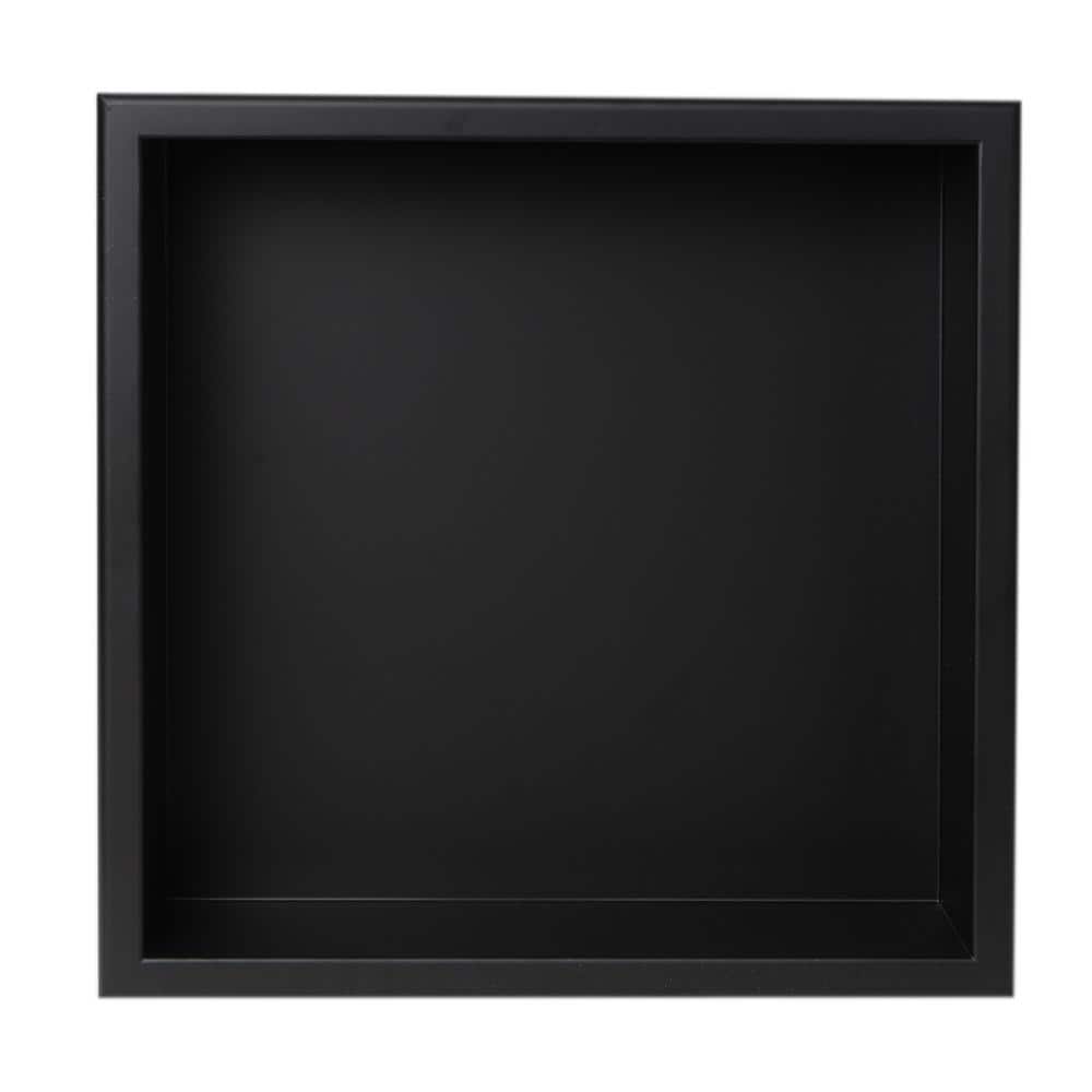 16" Black Matte Stainless Steel Wall Mount Shower Niche