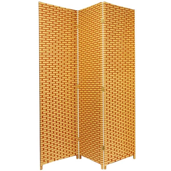 Oriental Furniture 6 ft. Rust Woven Fiber 3-Panel Room Divider
