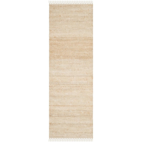 SAFAVIEH Natural Fiber Ivory 3 ft. x 12 ft. Solid Runner Rug