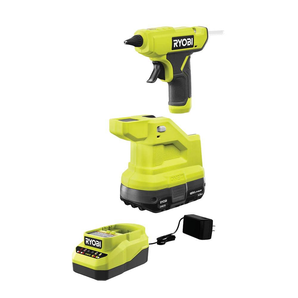 RYOBI ONE+ 18V Cordless Compact Glue Gun Kit with 1.5 Ah Battery and 18V Charger P306K1