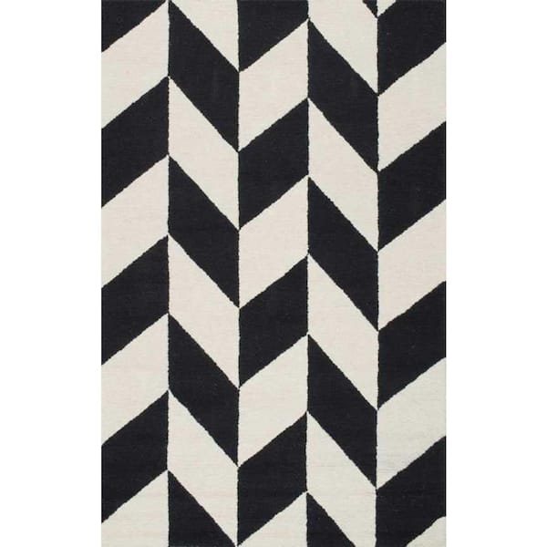nuLOOM Katte Geometric Black & White 8 ft. x 10 ft. Area Rug