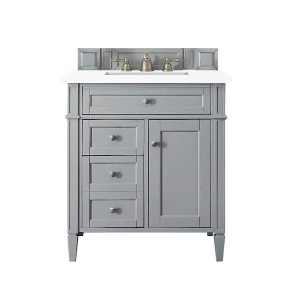 James Martin Vanities Brittany 30.0 in. W x 23.5 in. D x 34 in. H Bathroom Vanity in Urban Gray with White Zeus Quartz Top