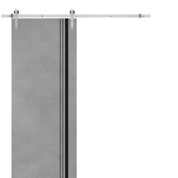 Sartodoors 28 in. x 96 in. 1 Panel Concrete Solid Wood with Honeycomb Sliding Barn Door with Hardware Kit