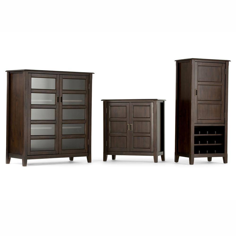 Burlington Medium Mahogany Brown Storage Cabinet with Tempered Glass Doors
