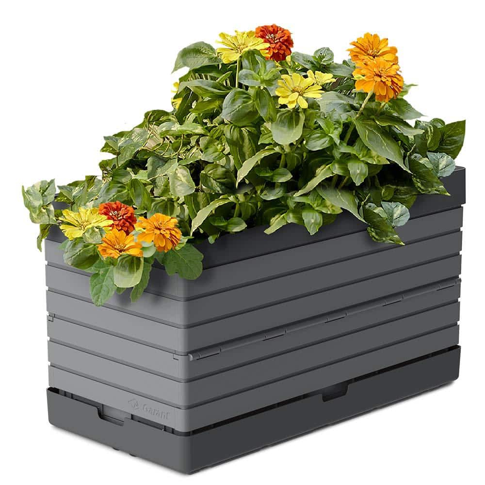 Gray Polypropylene Modular Raised Garden Planter Set