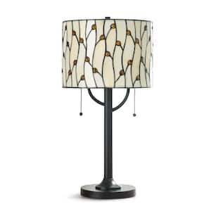 Vin.es 25 in. ORB Finish Tiffany Table Lamp with Warm Natural Shade