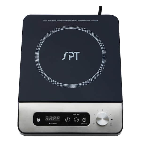 SPT 1650W 11 in. Induction Cooktop in Stainless Steel with 1 Burner with 3.5L Stainless Steel Pot and Glass Lid