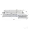 Magic Home 118 in. Square Arm 4-Piece Linen L-Shaped Sectional Sofa Cloud Couch in White with Ottoman MH-121WE-S3+OT