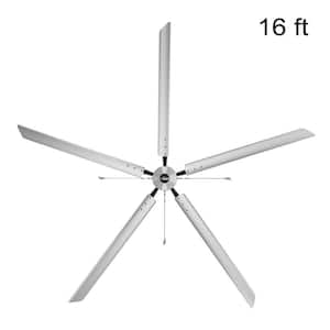 Titan 16 ft. 220-Volt Indoor Anodized Aluminum Single Phase Commercial Ceiling Fan