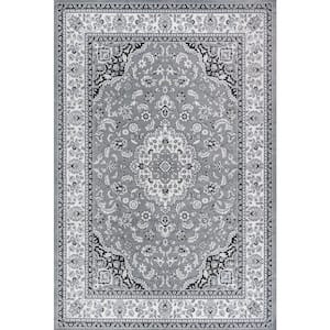 Palmette Modern Persian Floral Gray/Cream 3 ft. x 5 ft. Area Rug