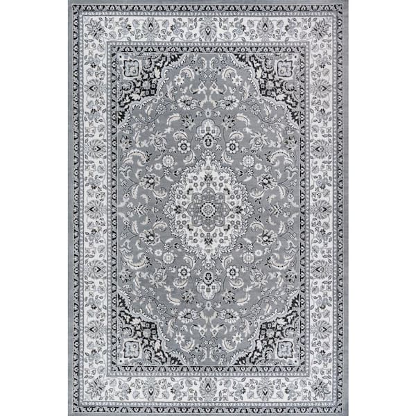 Palmette Modern Persian Floral Gray/Cream 5 ft. x 8 ft. Area Rug