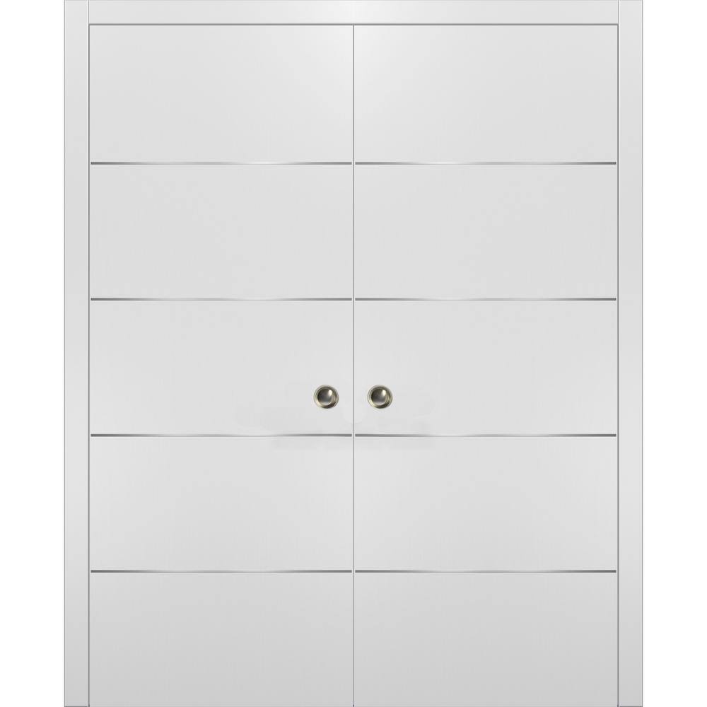 Assemble Required Planum 0020 36 in. x 84 in. Flush White Finished Wood Sliding Door with Double Pocket Hardware price history on PriceWatchPro