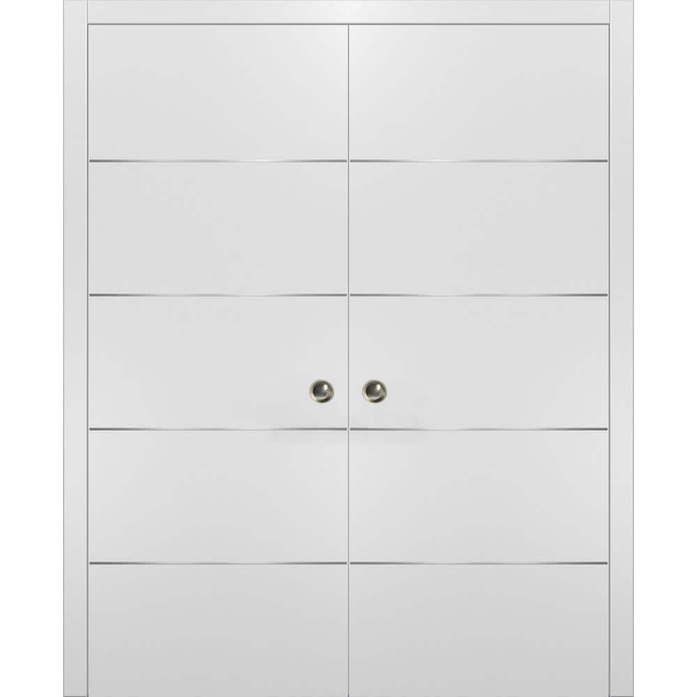Assemble Required Planum 0020 84 in. x 96 in. Flush White Finished Wood Sliding Door with Double Pocket Hardware price history on PriceWatchPro