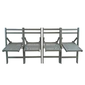 Gray Wood Contour Folding Chair (Set of 4)