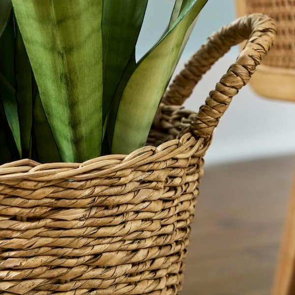 Vigoro 12.5 in. Agnes Medium Brown Lampakanay Seagrass Basket Planter (12.5  in. D x 13.8 in. H) with attached liner BT8907N - The Home Depot