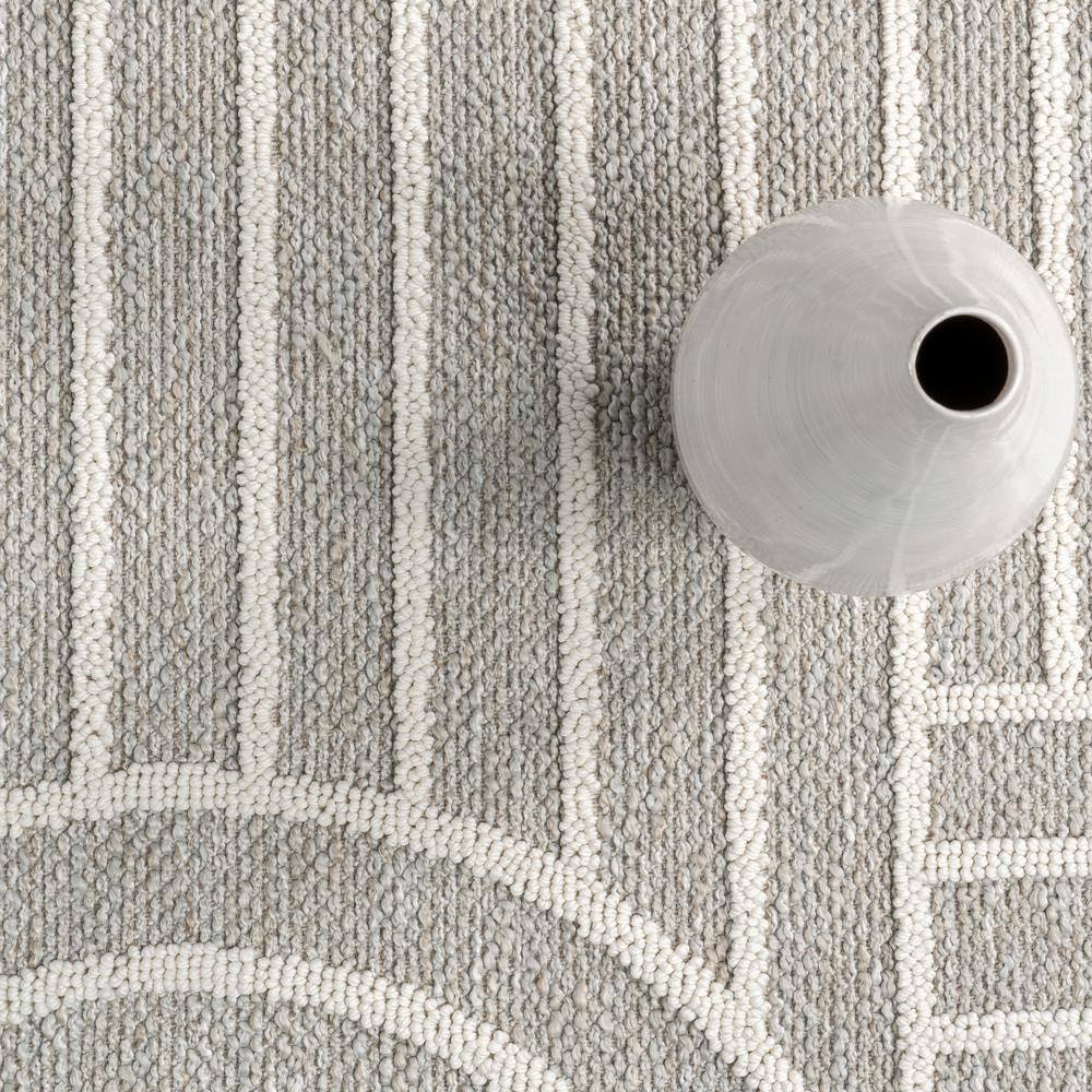 Gray Geometric Washable Synthetic Rectangular Area Rug