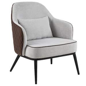 Numbu Gray and Brown Fabric and Faux Leather Accent Arm Chair