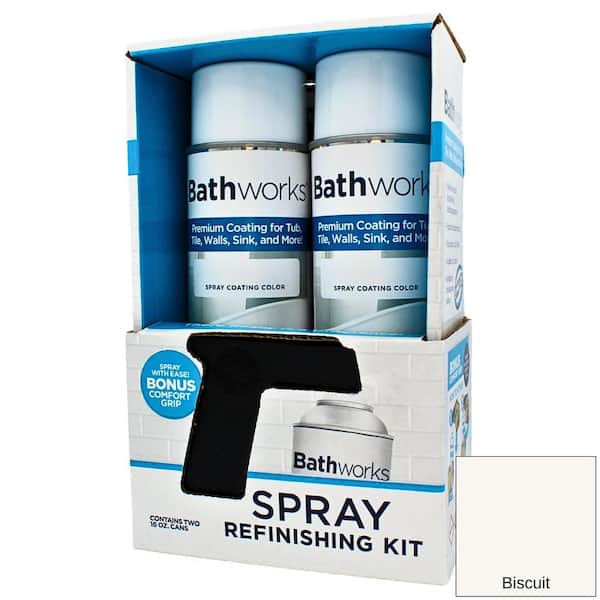 BATHWORKS 32 oz. Tub and Tile Refinishing Kit - 2 Spray Cans, Biscuit