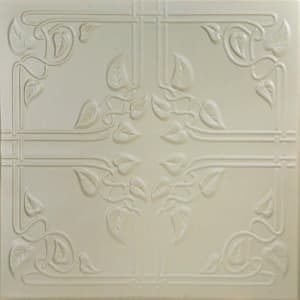 Ivy Leaves Lenox Tan 1.6 ft. x 1.6 ft. Decorative Foam Glue Up Ceiling Tile (21.6 sq. ft./case)