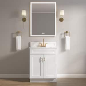 Camlock 27 in. W x 21 in. D x 34.5 in. H Ready to Assemble Bath Vanity Cabinet without Top in Shaker White