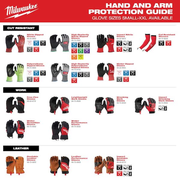 Milwaukee - Large Red Latex Level 1 Cut Resistant Insulated Winter Dipped Work Gloves