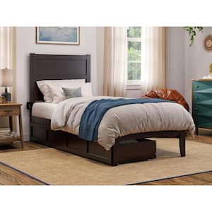 NoHo Espresso Twin Solid Wood Extra Long Storage Platform Bed with 2-Drawers
