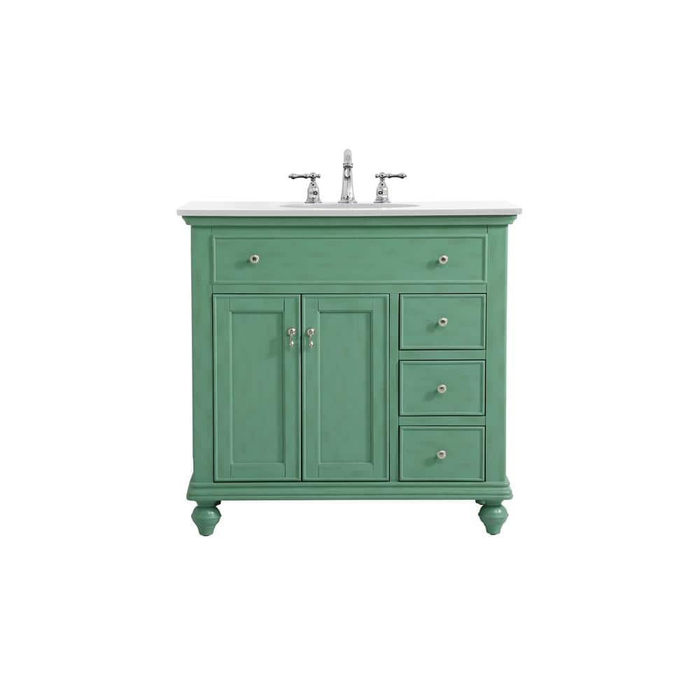 Simply Living 36 in. W x 21 in. D x 35 in. H Bath Vanity in Vintage Mint wi
