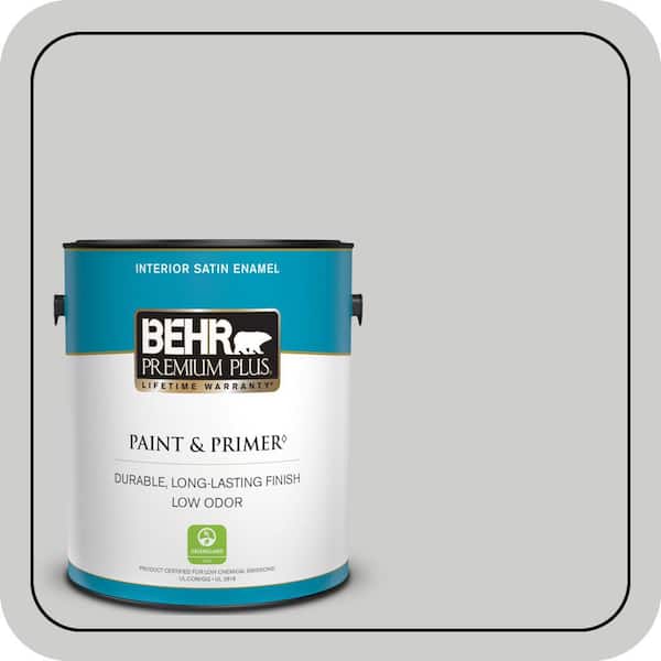 BEHR PREMIUM PLUS 1 gal. #PPL-64 Pewter Vase Satin Enamel Low Odor Interior Paint & Primer