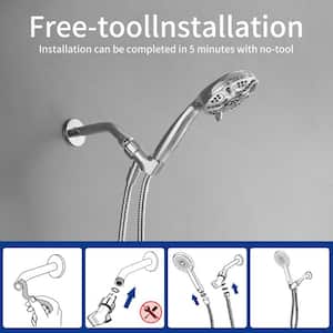 6-Spray 4.3 in. Wall Mount Handheld Shower Head 1.8 GPM Extra Long Stainless Steel Hose and Adjustable Bracket in Chrome